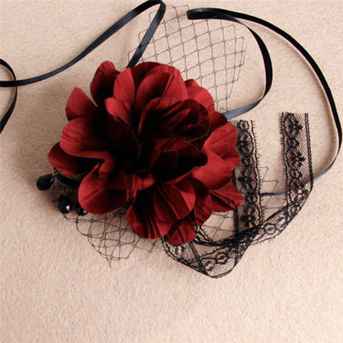 Red Flower Lace Masquerade Mask