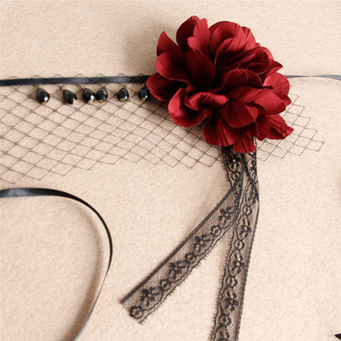 Red Flower Lace Masquerade Mask